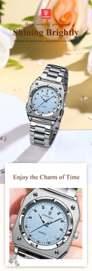 POEDAGAR Relógio Feminino Elegante Retangular Luminoso luxo