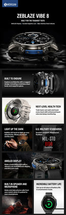 Zeblaze Smartwatch VIBE 8 AMOLED com Chamadas