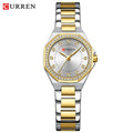CURREN Original Quartz Watch for Women Fashion Elegant Ladies Watches Stainless Steel Waterproof Wristwatch