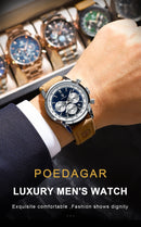 POEDAGAR Relógio Masculino em Couro Premium