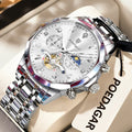 POEDAGAR Luxury High Quality Man Wristwatch Chronograph Stainless Steel Quartz Men's Watches Waterproof Luminous Men Clock Reloj