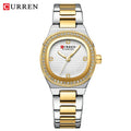 CURREN Luxury Brand Simple Style Quartz Watch for Women NEW Dress Ladies Wristwatches with Rhinestones
