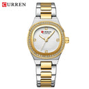 CURREN Luxury Brand Simple Style Quartz Watch for Women NEW Dress Ladies Wristwatches with Rhinestones