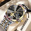 POEDAGAR Luxury High Quality Man Wristwatch Chronograph Stainless Steel Quartz Men's Watches Waterproof Luminous Men Clock Reloj