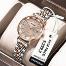 POEDAGAR Relógio Feminino Elegante com Calendário Completo