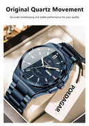 POEDAGAR Relógio Masculino Elegante em Aço