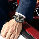 POEDAGAR Luxury High Quality Man Wristwatch Chronograph Stainless Steel Quartz Men's Watches Waterproof Luminous Men Clock Reloj