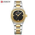 CURREN Luxury Brand Simple Style Quartz Watch for Women NEW Dress Ladies Wristwatches with Rhinestones