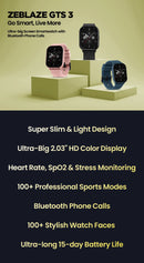 Zeblaze Smartwatch GTS 3 Tela 2.03” com Chamadas