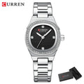 CURREN Luxury Brand Simple Style Quartz Watch for Women NEW Dress Ladies Wristwatches with Rhinestones
