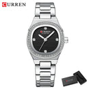 CURREN Luxury Brand Simple Style Quartz Watch for Women NEW Dress Ladies Wristwatches with Rhinestones