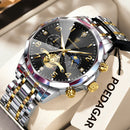 POEDAGAR Luxury High Quality Man Wristwatch Chronograph Stainless Steel Quartz Men's Watches Waterproof Luminous Men Clock Reloj
