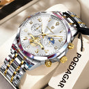 POEDAGAR Luxury High Quality Man Wristwatch Chronograph Stainless Steel Quartz Men's Watches Waterproof Luminous Men Clock Reloj