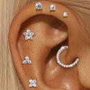 Brincos Florais em Prata com Moissanite