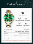 OLEVS Relógio Masculino Luxo Verde em Aço 5ATM