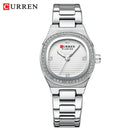 CURREN Luxury Brand Simple Style Quartz Watch for Women NEW Dress Ladies Wristwatches with Rhinestones