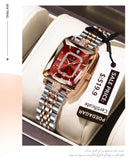 POEDAGAR Relógio Feminino Elegante Retangular