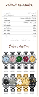 POEDAGAR Relógio Feminino Elegante Retangular Luminoso luxo