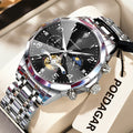 POEDAGAR Luxury High Quality Man Wristwatch Chronograph Stainless Steel Quartz Men's Watches Waterproof Luminous Men Clock Reloj