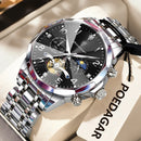 POEDAGAR Luxury High Quality Man Wristwatch Chronograph Stainless Steel Quartz Men's Watches Waterproof Luminous Men Clock Reloj