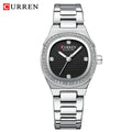 CURREN Luxury Brand Simple Style Quartz Watch for Women NEW Dress Ladies Wristwatches with Rhinestones