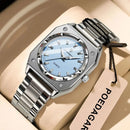 POEDAGAR Relógio Feminino Elegante Retangular Luminoso luxo