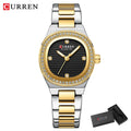 CURREN Luxury Brand Simple Style Quartz Watch for Women NEW Dress Ladies Wristwatches with Rhinestones