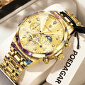 POEDAGAR Luxury High Quality Man Wristwatch Chronograph Stainless Steel Quartz Men's Watches Waterproof Luminous Men Clock Reloj