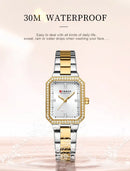 CURREN Relógio Feminino Elegante Retangular