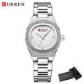 CURREN Luxury Brand Simple Style Quartz Watch for Women NEW Dress Ladies Wristwatches with Rhinestones