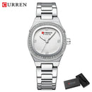 CURREN Luxury Brand Simple Style Quartz Watch for Women NEW Dress Ladies Wristwatches with Rhinestones