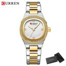 CURREN Luxury Brand Simple Style Quartz Watch for Women NEW Dress Ladies Wristwatches with Rhinestones